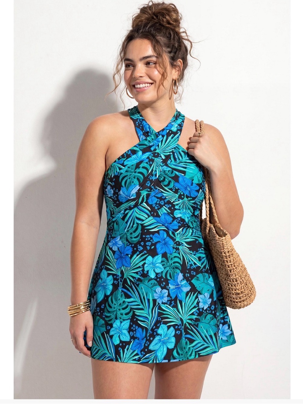 Blue Tropical Floral One Piece Swimsuit